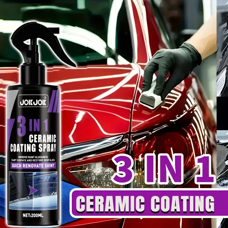 Car Wax Ceramic Coating - 3-in-1 Auto Keramik-Flüssigbeschichtung Spray Nano-Kristall Hydrophobe
