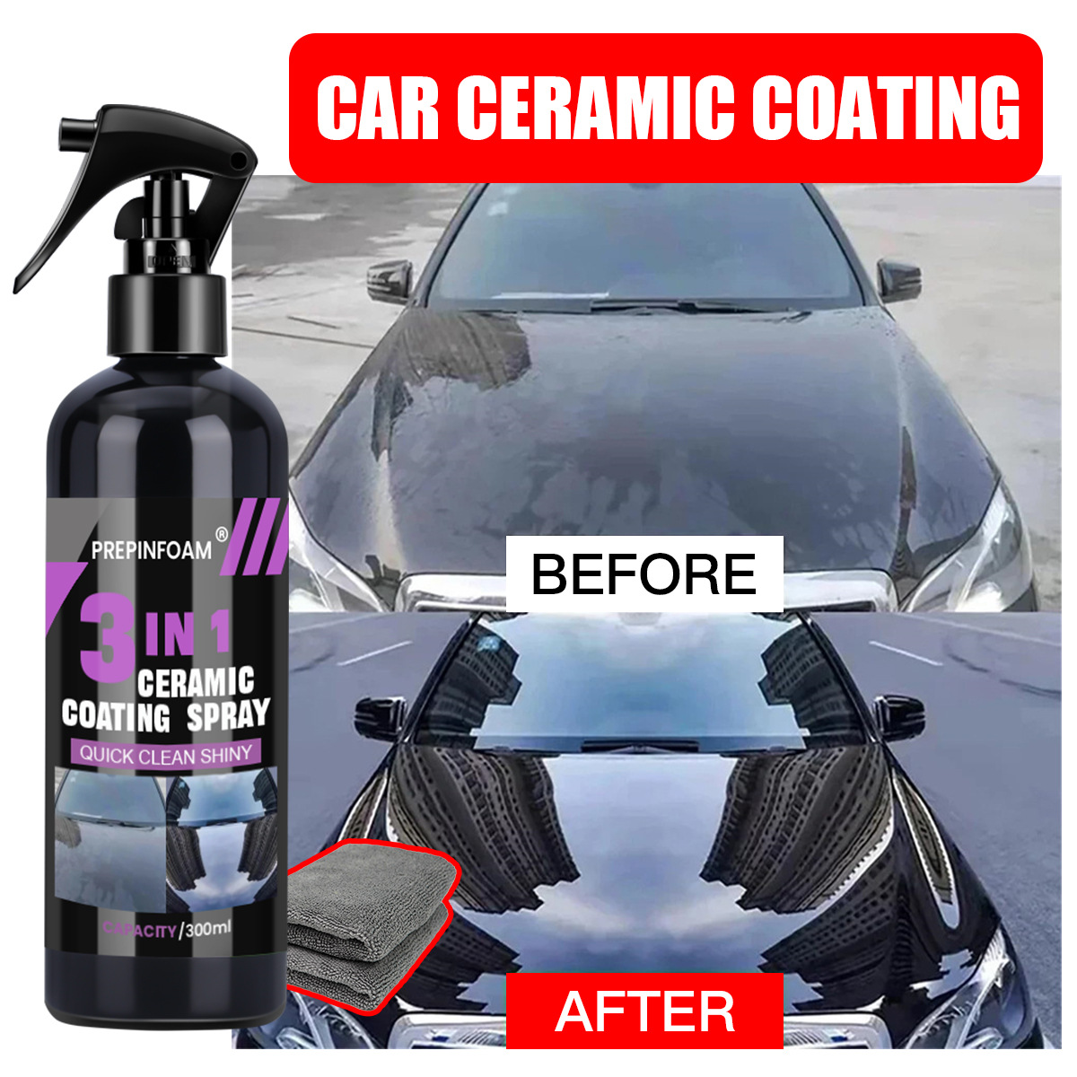 Car Wax Ceramic Coating - Schnellreinigungs-Spray zur Fleckenentfernung, Glanzverstärkung für Autos,