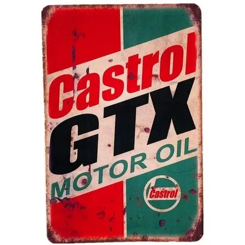 Castrol Oil Gtx - Castrol GTX Motoröl Blechschild Retro Autowerkstatt
